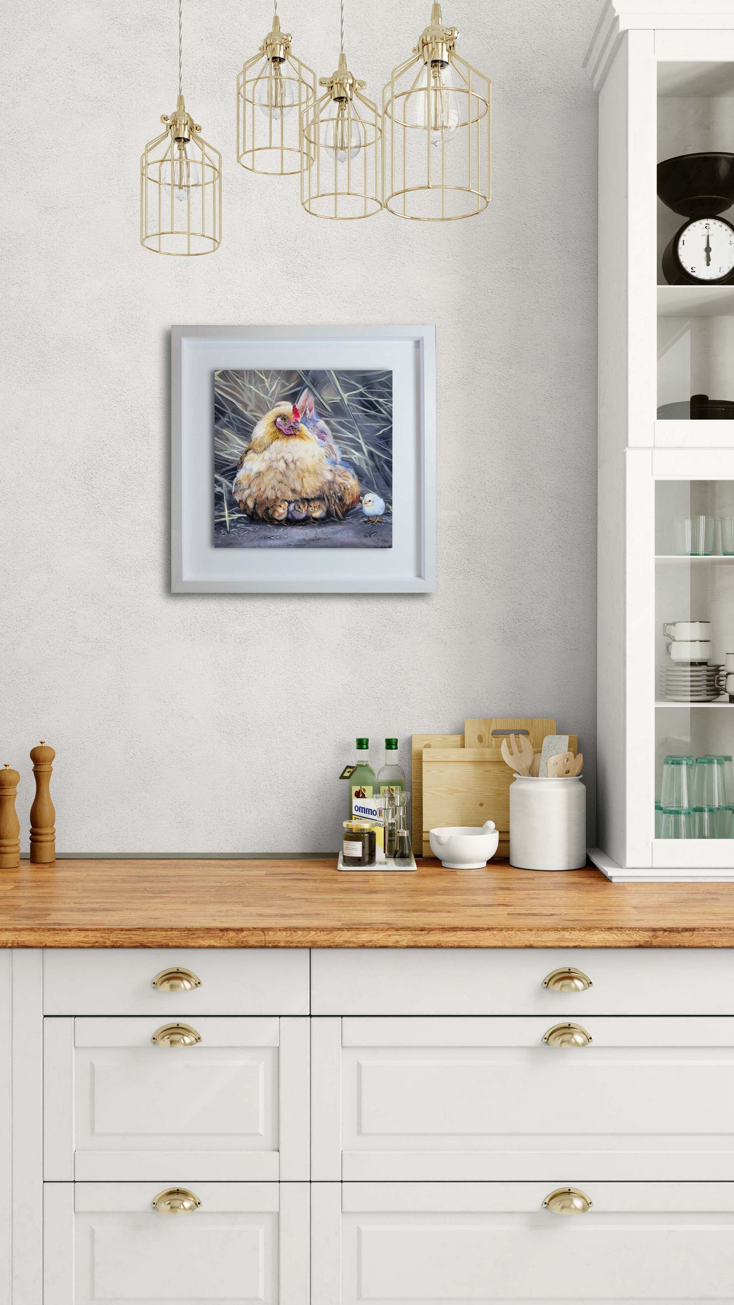 Under Her Wing | Original Hen and Chicks Oil Painting