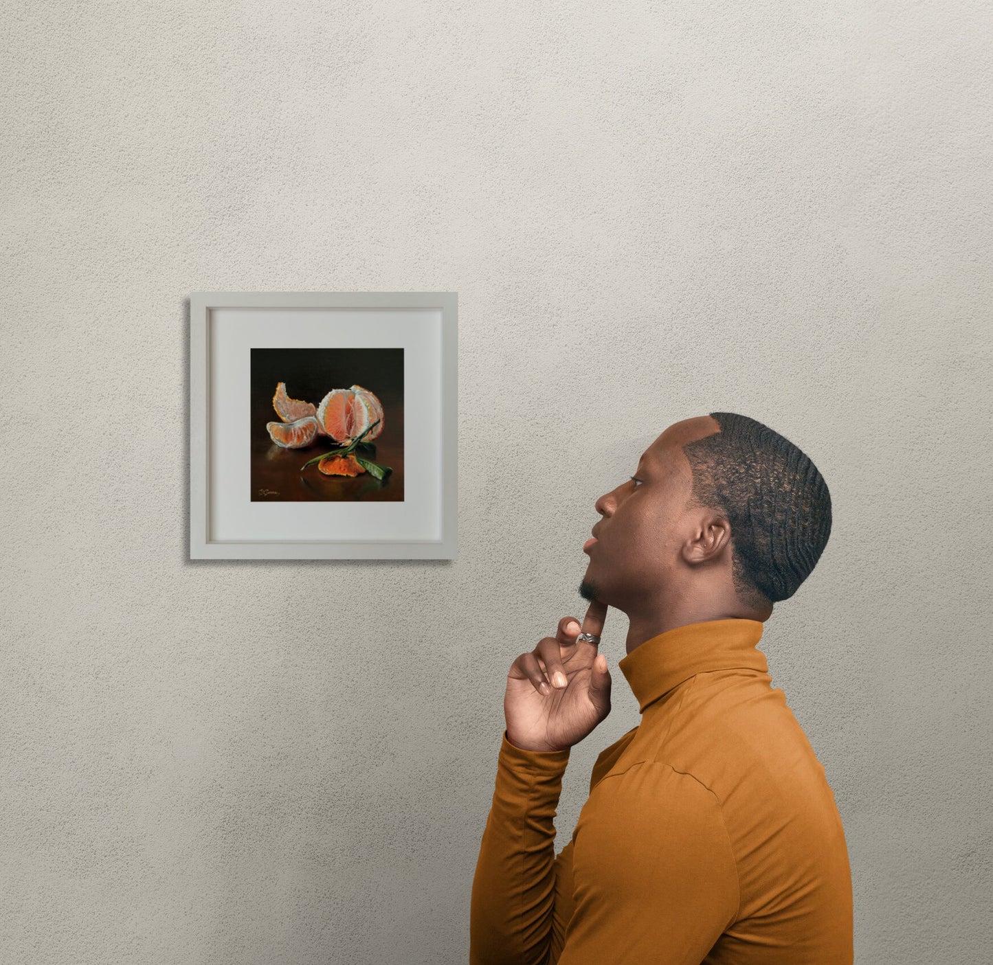 Oil painting of a mandarin hanging on the walls of a gallery