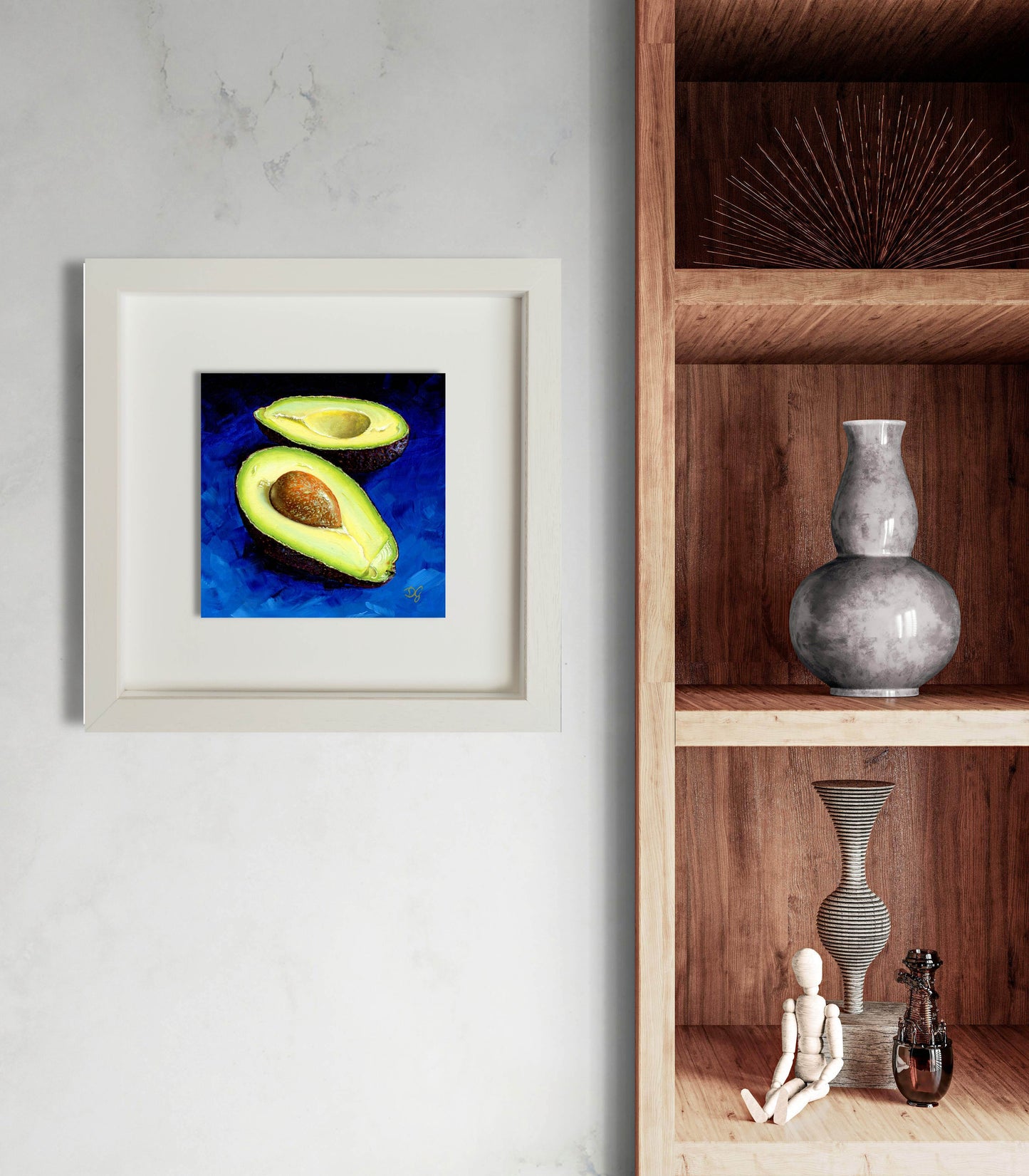 Two Halves - Avocado on Blue