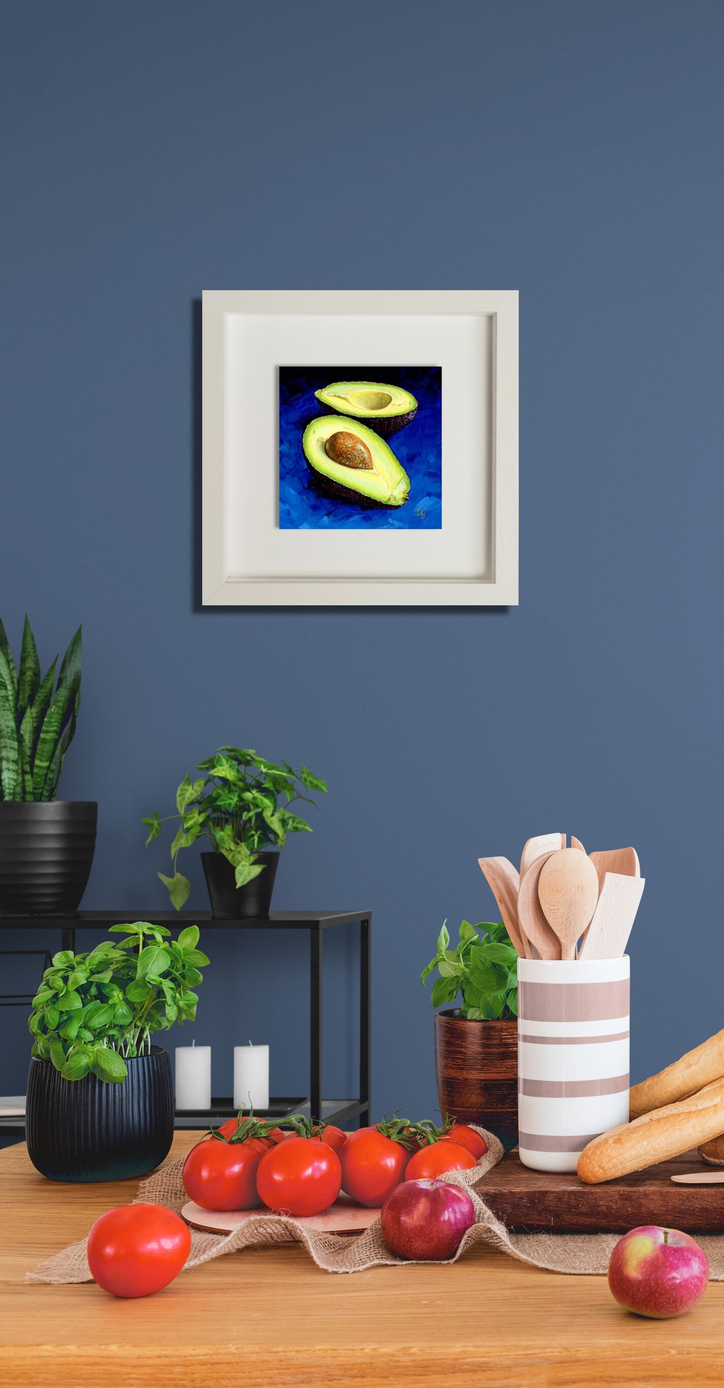 Two Halves - Avocado on Blue