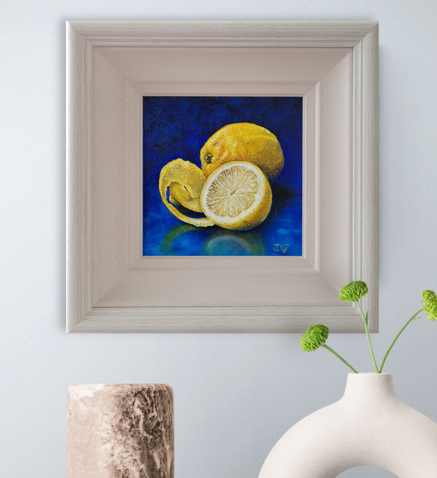 Lemon on blue background